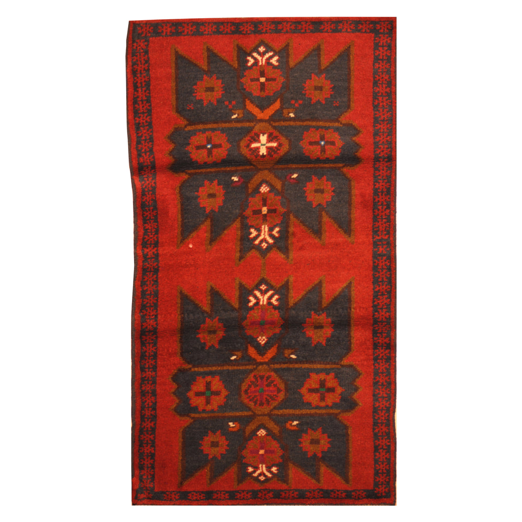Red  Afghan Baluchi Tribal  Rug Hand Knotted Size 2'6