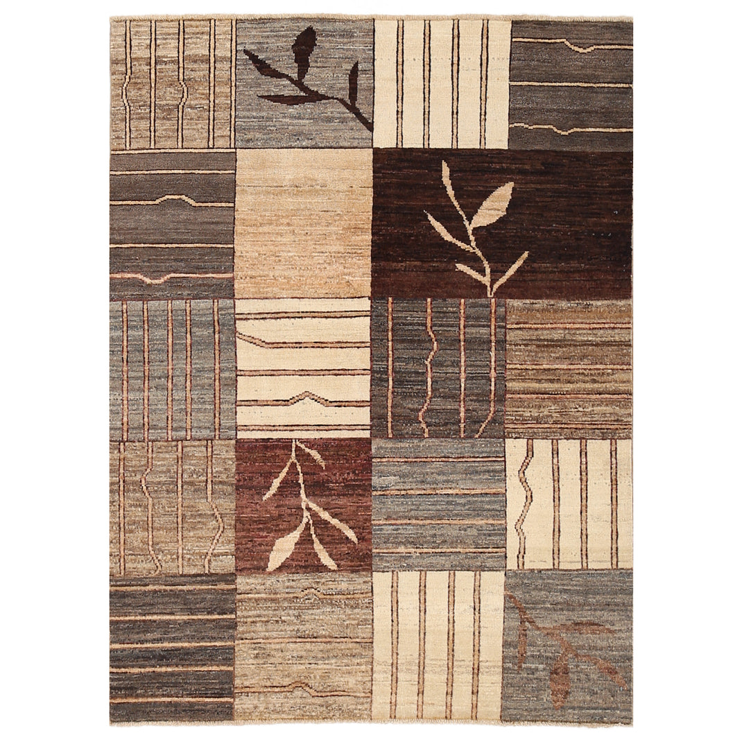 Brown Afghan Gabbeh Rug Hand-Woven Size 3'9