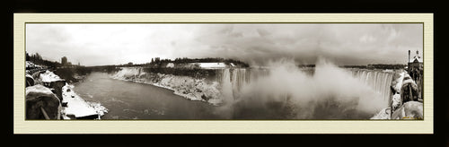 Panoramic Photo View Of The Niagara Falls In Winter