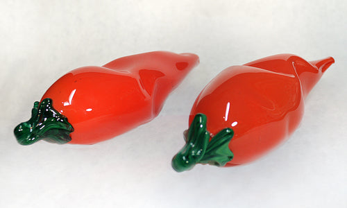 Pair of Vintage Decorative Crystal Red Pepper