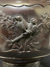 Load image into Gallery viewer, Vintage Oriental Bronze Vase with Birds Handles