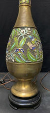 Load image into Gallery viewer, Vintage Set Of Two Brass Champleve Enamel Lamps