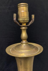 Vintage Set Of Two Brass Champleve Enamel Lamps