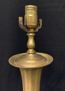 Vintage Set Of Two Brass Champleve Enamel Lamps